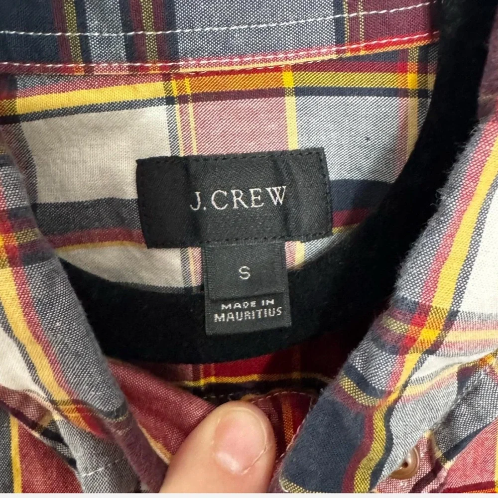 J. Crew Men’s S Red Blue White Plaid Long Sleeve Button Down Shirt Preppy Office